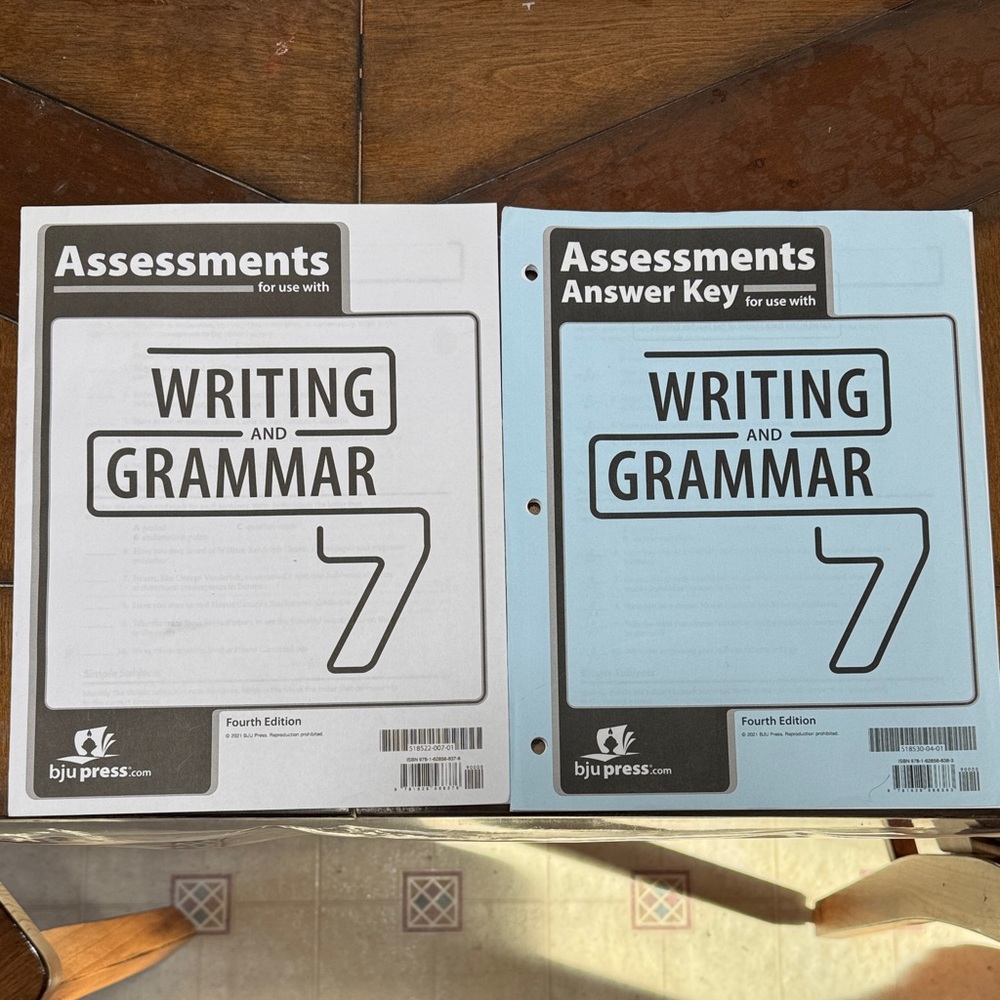BJU Press Writing and Grammar 7 Assessments + Answer Key - White & Light Blue